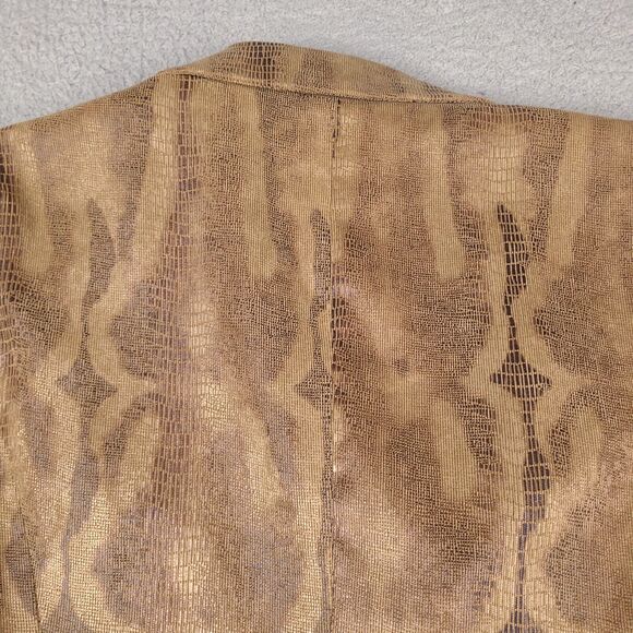 Chico's Jacket Womens Size 2 Large Brown Faux Snakeskin Button Up - Picture 8 of 15